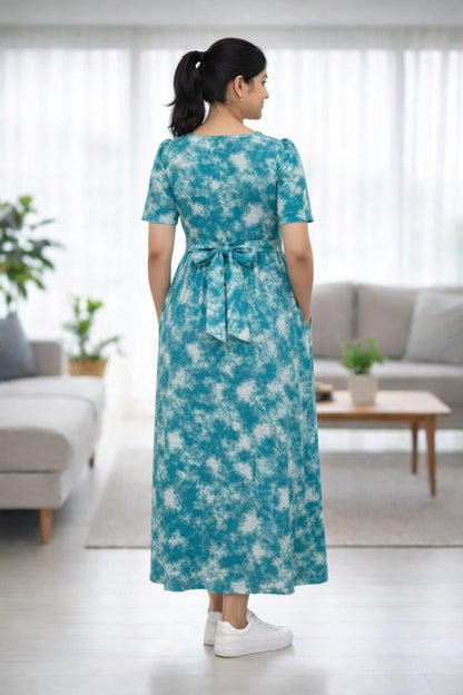 Women's Maternity Feeding Maxi zipless,Lounge wear, zipless Feeding Nightdress,Nursing Maxi Dress,Cotton Kaftan Nighty,Feeding Cotton Nighty