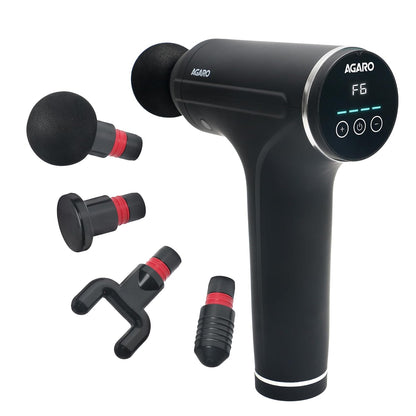 AGARO Galaxy Massager Machine, Handheld Deep Tissue Massage Gun, 4 Heads, 6 Speed, Rechargeable Percussion Massager for Muscle Relief & Relaxation, for Neck, Shoulder, Back, Foot & Full Body, Black