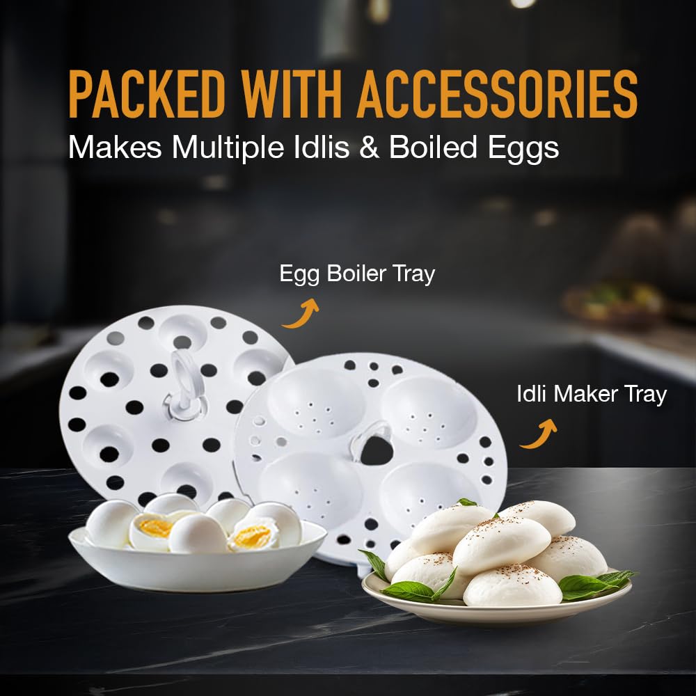 KENT Super Egg Boiler | 3 Boiling Modes | Stainless Steel Body and Heating Plate | 6 Eggs at a Time | Automatic Turn-Off | Silver