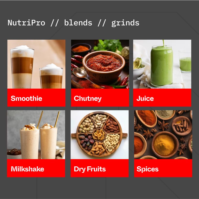 NutriPro Juicer Mixer Grinder - Smoothie Maker - 500 Watts (2 Jars & 1 Blade, Silver) - 2 Year Warranty