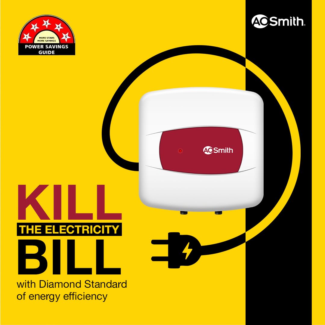 AO Smith Geyser 25 Litre 5 Star Rating (BEE) | Powerful 2KW Heating | Storage Water Heater With 2X Corrosion Resistant Blue Diamond Glass Tank | Warranty: 5 Yr Tank, 2 Yr Comprehensive | HSE-SHS-025