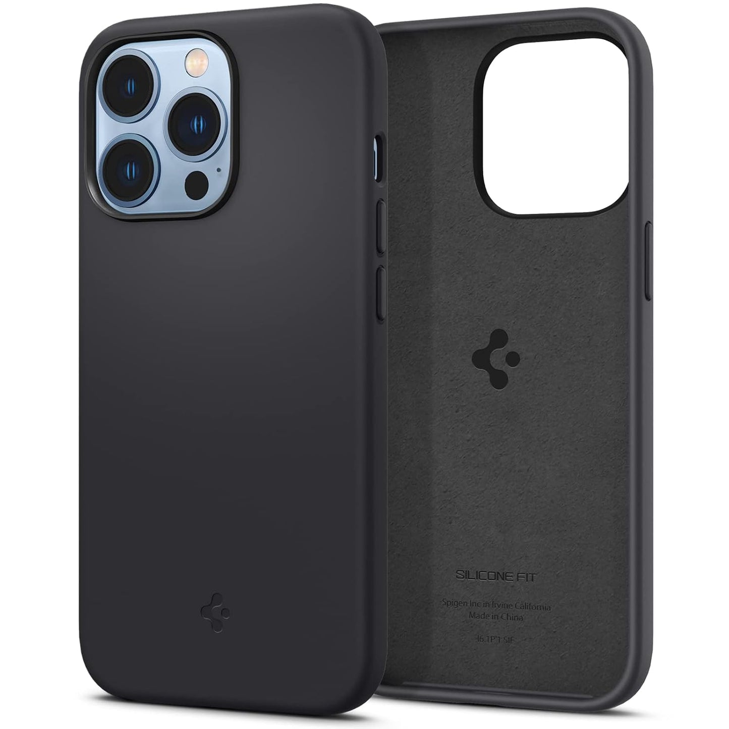 Spigen Silicone Fit Back Cover Case for iPhone 13 Pro, Refined Smooth Feel, Comfortable Grip - Silicone | Black