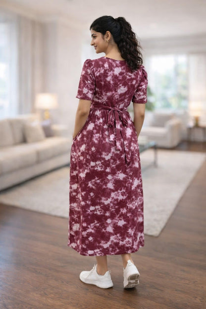 Women's Maternity Feeding Maxi zipless,Lounge wear, zipless Feeding Nightdress,Nursing Maxi Dress,Cotton Kaftan Nighty,Feeding Cotton Nighty