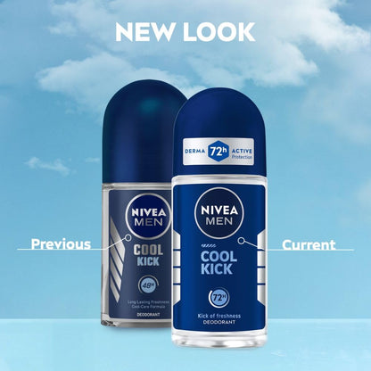 NIVEA MEN Deep Impact Freshness Underarm Roll On Deodorant for Men with Black Carbon | Long Lasting Antiperspirant Roll On for Body Odour Control | Alcohol Free Underarm Deodorant Roll On 50ml