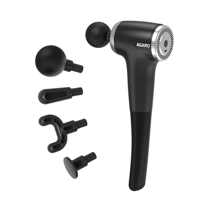 AGARO Galaxy Massager Machine, Handheld Deep Tissue Massage Gun, 4 Heads, 6 Speed, Rechargeable Percussion Massager for Muscle Relief & Relaxation, for Neck, Shoulder, Back, Foot & Full Body, Black