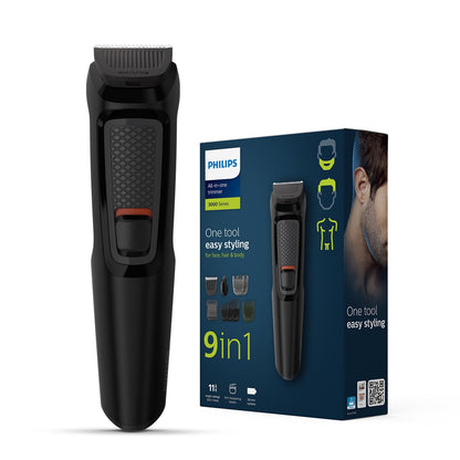 Philips India's No.1 Men's Trimmer* | One stroke beard trimming | All-in-One Grooming Kit- Face, Hair, Body | Ear/Nose attachment | Safe for Sensitive Skin | 60 mins runtime | 5yr warranty* | MG3927
