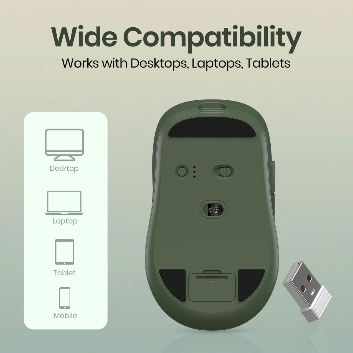 Portronics Toad 9 Wireless Bluetooth Mouse with Dual Wireless (BT + 2.4 GHz), Smart LED Display, Rechargeable Battery, Forward & Back Button, Multi-Device Pair, Upto 4800 Dpi Sensitivity(White)