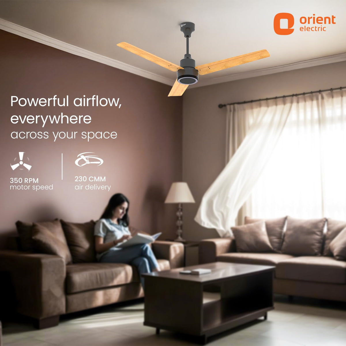 Orient Electric 1200 mm Zeno BLDC | BLDC energy saving ceiling fan with Remote |BEE 5-star rated | Saves up to 50% on electricity bills | 3-year warranty by Orient | Brown, pack of 1