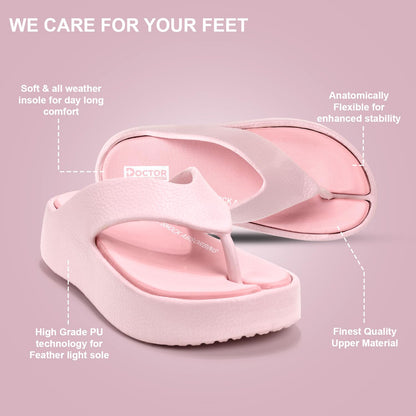 DOCTOR HEALTH SUPER SOFT Women’s Orthopedic Soft Platform Slippers | Ultra-Cushioned Shock Absorbing Footbed | Lightweight Anti-Skid Everyday Wear Comfort Flip Flops for All-Day Support