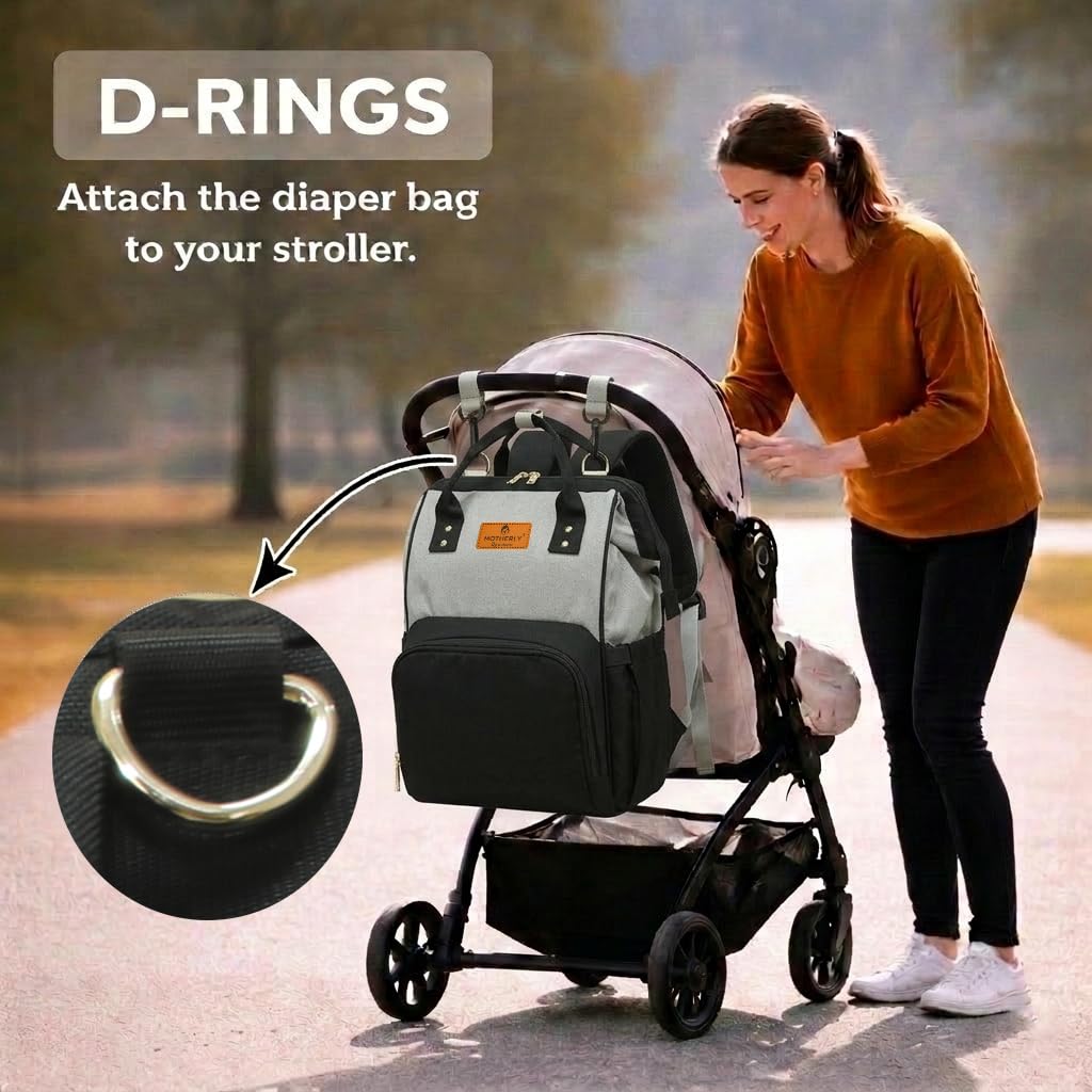 Motherly Patented Diaper Bag For Mothers For Travel, Crown Series, Pink | Backpack for Mothers | Waterproof Baby Travel & Maternity Bag | Multiple Compartments, Insulated Bottle Pockets, Warranty