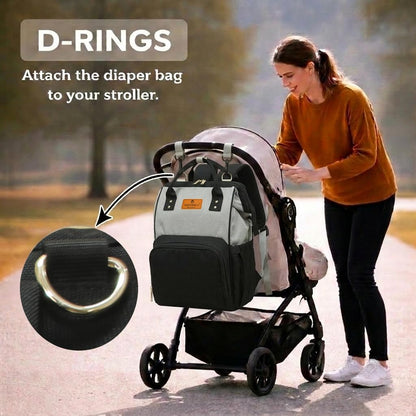 Motherly Patented Diaper Bag For Mothers For Travel, Crown Series, Pink | Backpack for Mothers | Waterproof Baby Travel & Maternity Bag | Multiple Compartments, Insulated Bottle Pockets, Warranty