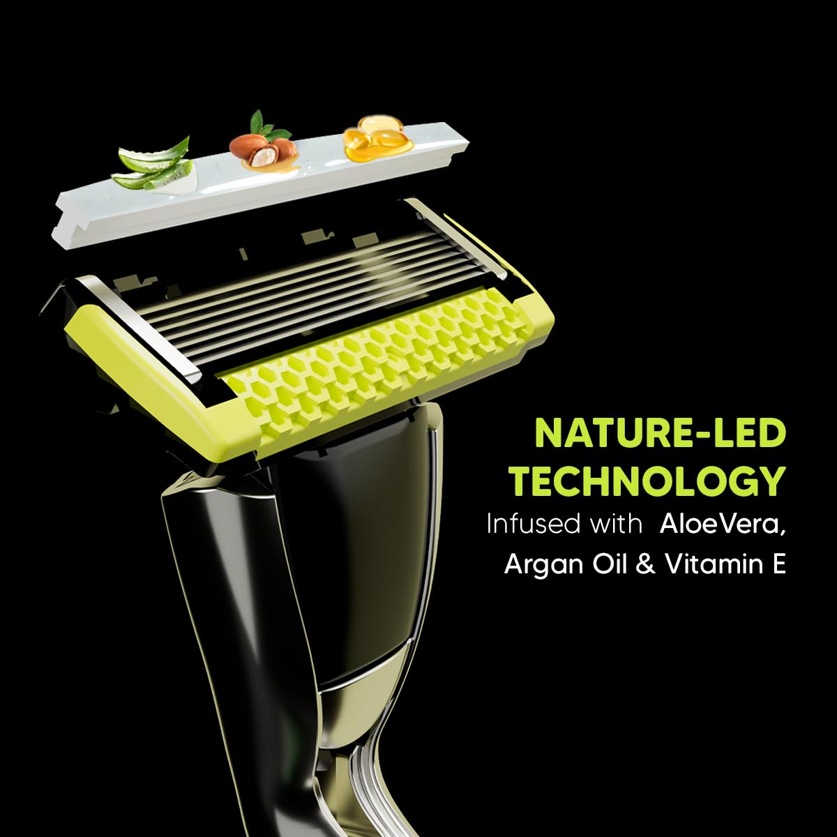 LetsShave Pro 7 Max Razor Cartridges For Men | World's First & Only 7-Blade Shaving Razor With Precision Blades & Honey Comb Guard Bar | Argan Oil, Aloe & Vitamin E - 4 Count