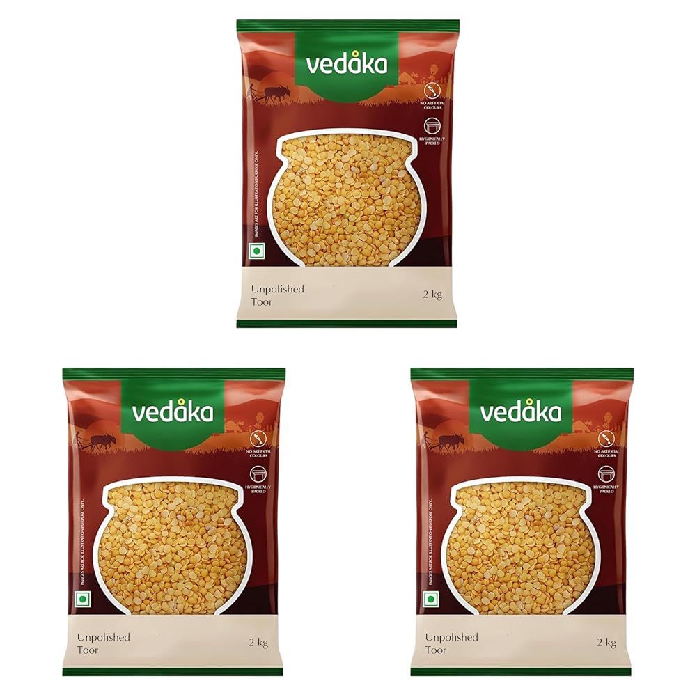 Amazon Brand - Vedaka Unpolished Toor Dal (Arhar Dal) | 2 Kg | Naturally Rich Source Of Protein | Naturally Cholesterol-Free | No artificial Colours and No Added Preservatives