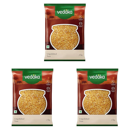 Amazon Brand - Vedaka Unpolished Toor Dal (Arhar Dal) | 2 Kg | Naturally Rich Source Of Protein | Naturally Cholesterol-Free | No artificial Colours and No Added Preservatives