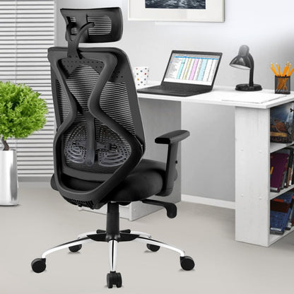 ASTRIDE Ergofit Ergonomic Office Chair for Home | 3-Years Warranty | 2D Headrest, Adjustable Arms & Lumbar Support | Tilt Lock Mechanism [Heavy Duty Nylon Base, Red-Black]