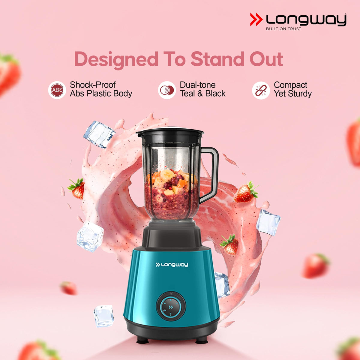 Longway Super Pro Juicer Mixer Grinder | Up to 750W Max Output Powerful Motor | 4 Jars for Grinding, Mixing, Juicing | 2 Years Warranty (Blue & Black)