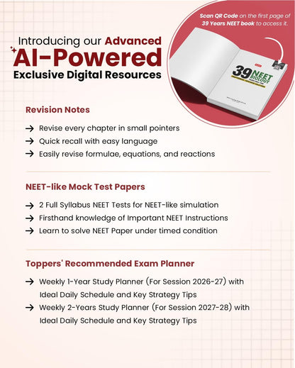 MTG NEET PYQ 39 Years Physics, Chemistry & Biology Book For 2026-2027 Exam (Set of 3) | Chapterwise Topicwise Solved Question Papers | Free Video Solutions | AI Powered Digital Resource