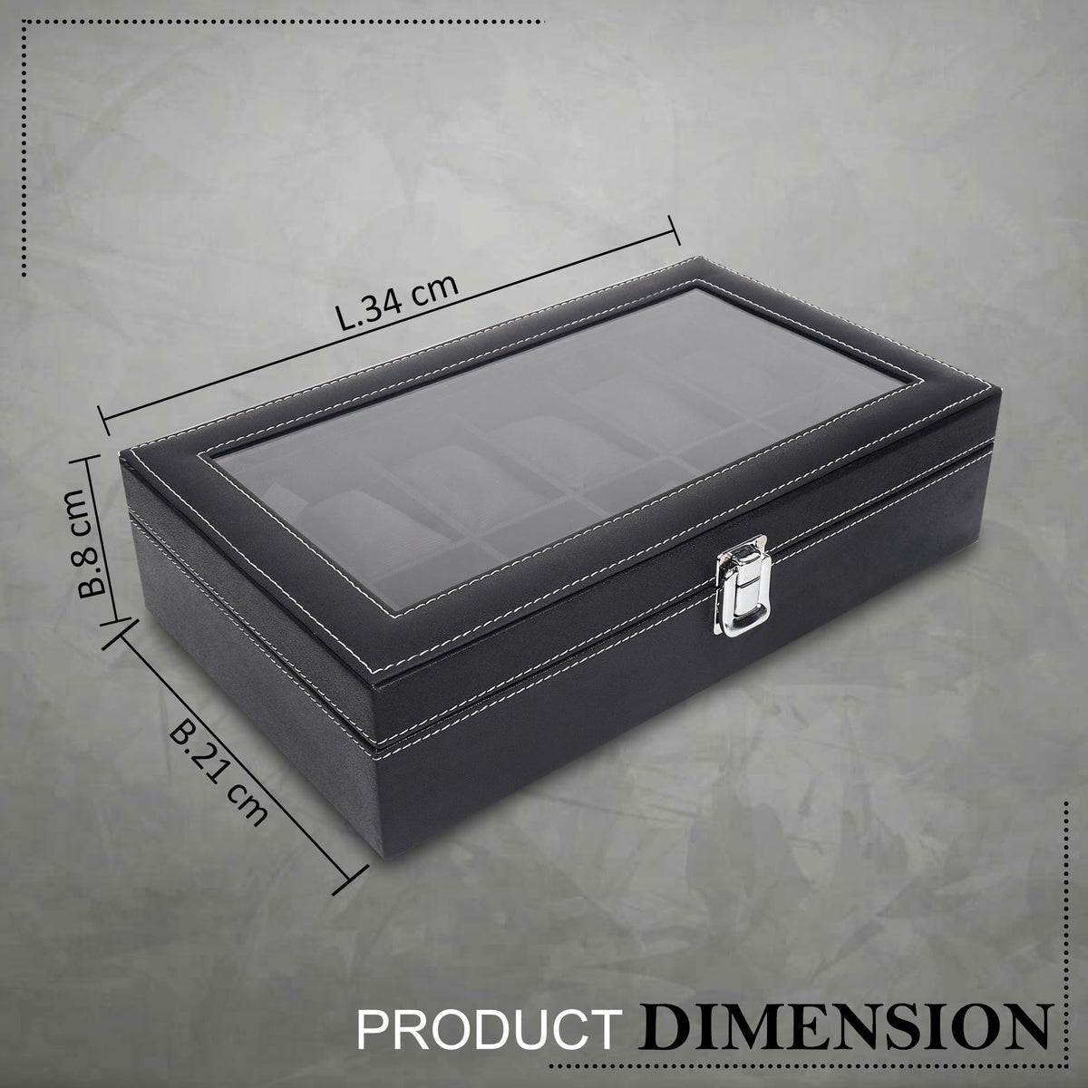 LEDO Men's and Women's Watch Box Holder Organizer Case In 12 Slots of watches In PU Leather with Black & Gray