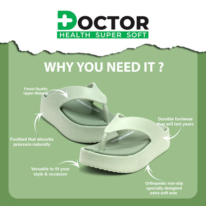 DOCTOR HEALTH SUPER SOFT Women’s Orthopedic Soft Platform Slippers | Ultra-Cushioned Shock Absorbing Footbed | Lightweight Anti-Skid Everyday Wear Comfort Flip Flops for All-Day Support