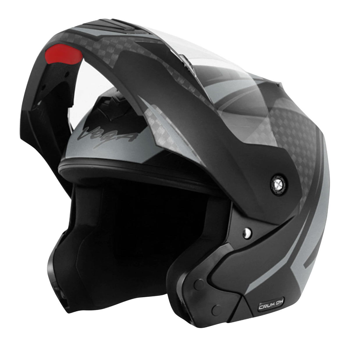 Vega Crux ISI Certified Flip-Up Helmet for Men and Women with Clear Visor(Black, Size:L)