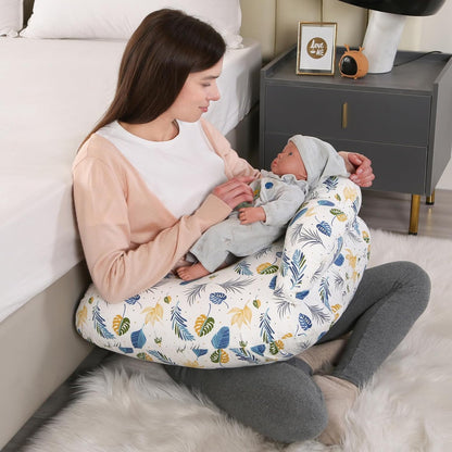Proliva Feeding Pillow for New Born Baby with Detachable Cover Breast Feeding & Maternity Nursing Pillow for Breastfeeding Support for Baby Feeding Pillow for Mom (Off White-Camel-B2)