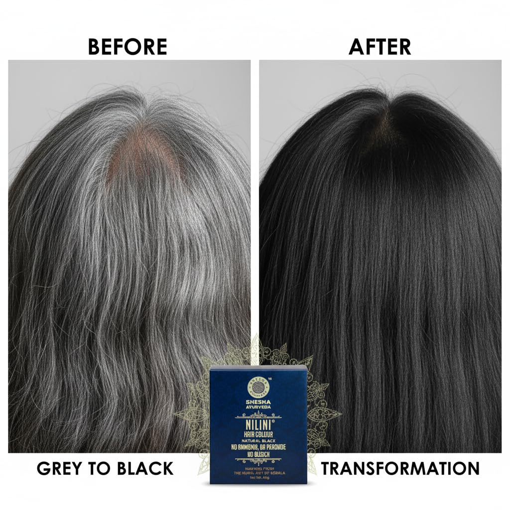 SHESHA AYURVEDA Nilini Hair Colour - Ayurvedic, No Ammonia, No Peroxide, No Perborates, No Bleach,Natural Black Colour (40g)