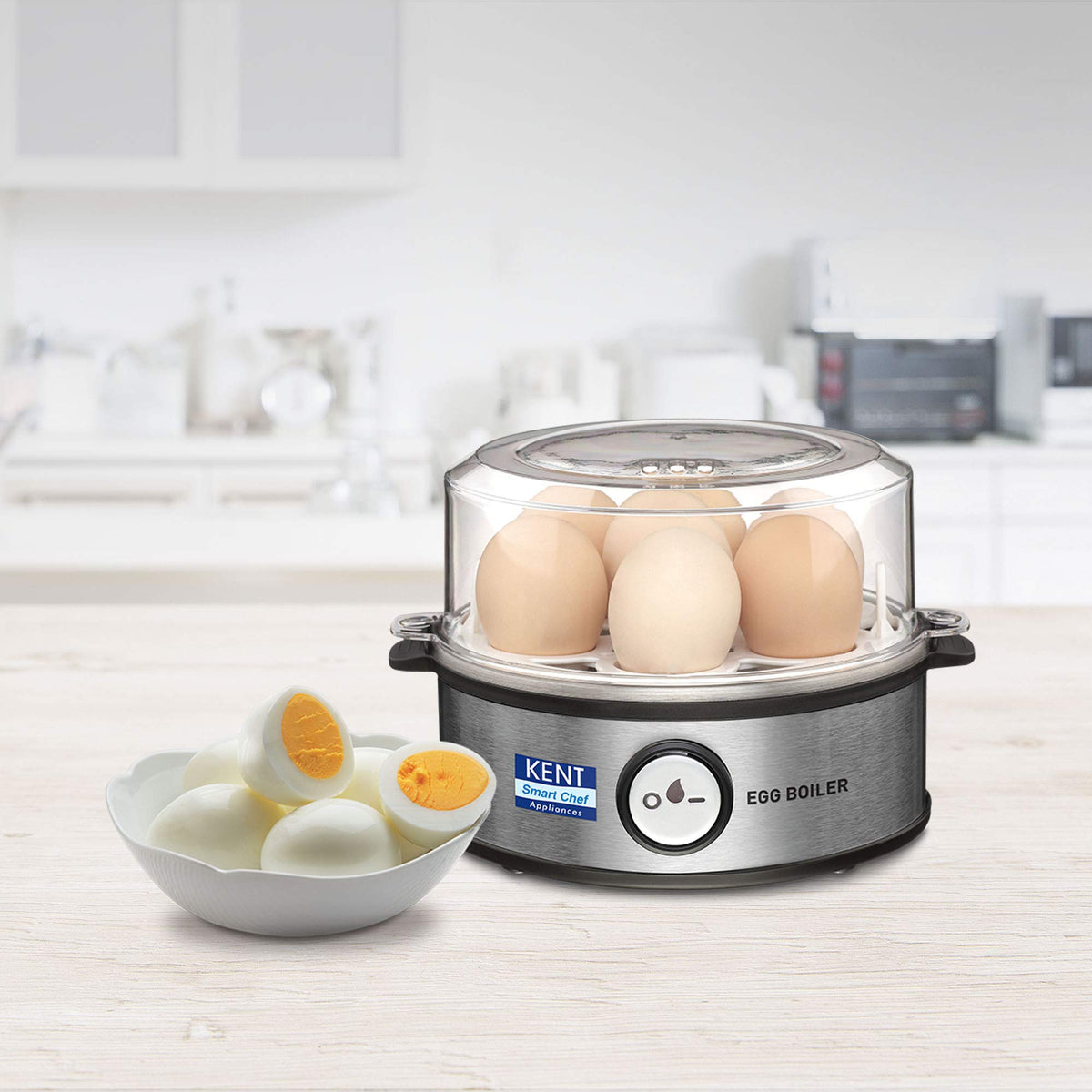 KENT Super Egg Boiler | 3 Boiling Modes | Stainless Steel Body and Heating Plate | 6 Eggs at a Time | Automatic Turn-Off | Silver