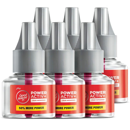 Good Knight Power Activ+ Liquid Vaporiser Pack Of 6 (45ml Each) | 2x Faster Than Before | Mosquito Repellent Refill | India s Most Powerful Liquid Vaporizer