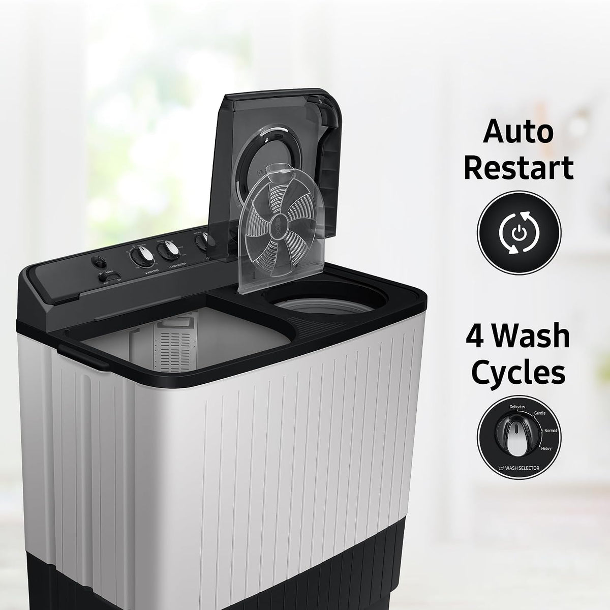 Samsung 10.5 kg, 5 star, Semi-Automatic Top Load Washing Machine (WT10C4260GG/TL, Air Turbo Drying, Light Gray,)