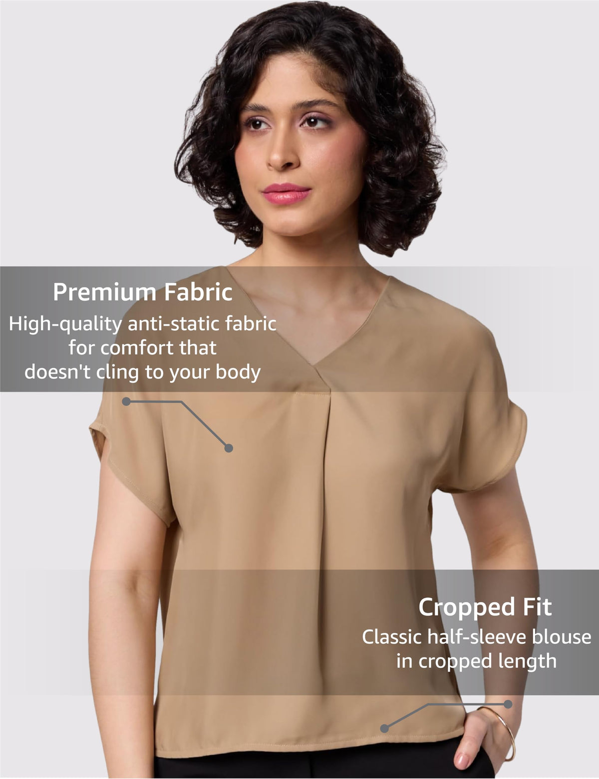 Symbol Premium Women's Relaxed Fit Crop Top | Desk-to-Dinner (Available in Plus Sizes) Polyester