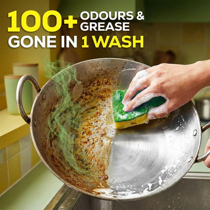 Vim Dishwash Liquid 3 L pouch | Removes 100+ Odours & Grease in 1 wash | With the power of 100 Lemons
