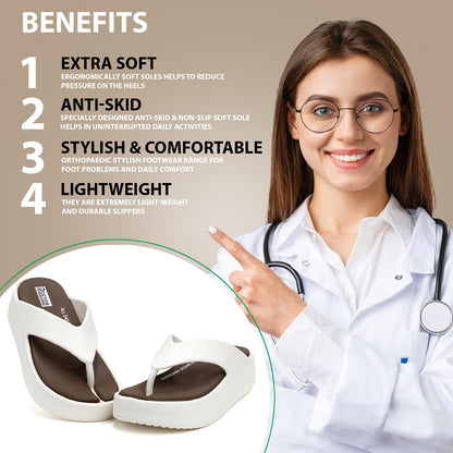 DOCTOR HEALTH SUPER SOFT Women’s Orthopedic Soft Platform Slippers | Ultra-Cushioned Shock Absorbing Footbed | Lightweight Anti-Skid Everyday Wear Comfort Flip Flops for All-Day Support