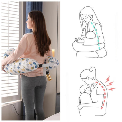 Proliva Feeding Pillow for New Born Baby with Detachable Cover Breast Feeding & Maternity Nursing Pillow for Breastfeeding Support for Baby Feeding Pillow for Mom (Off White-Camel-B2)