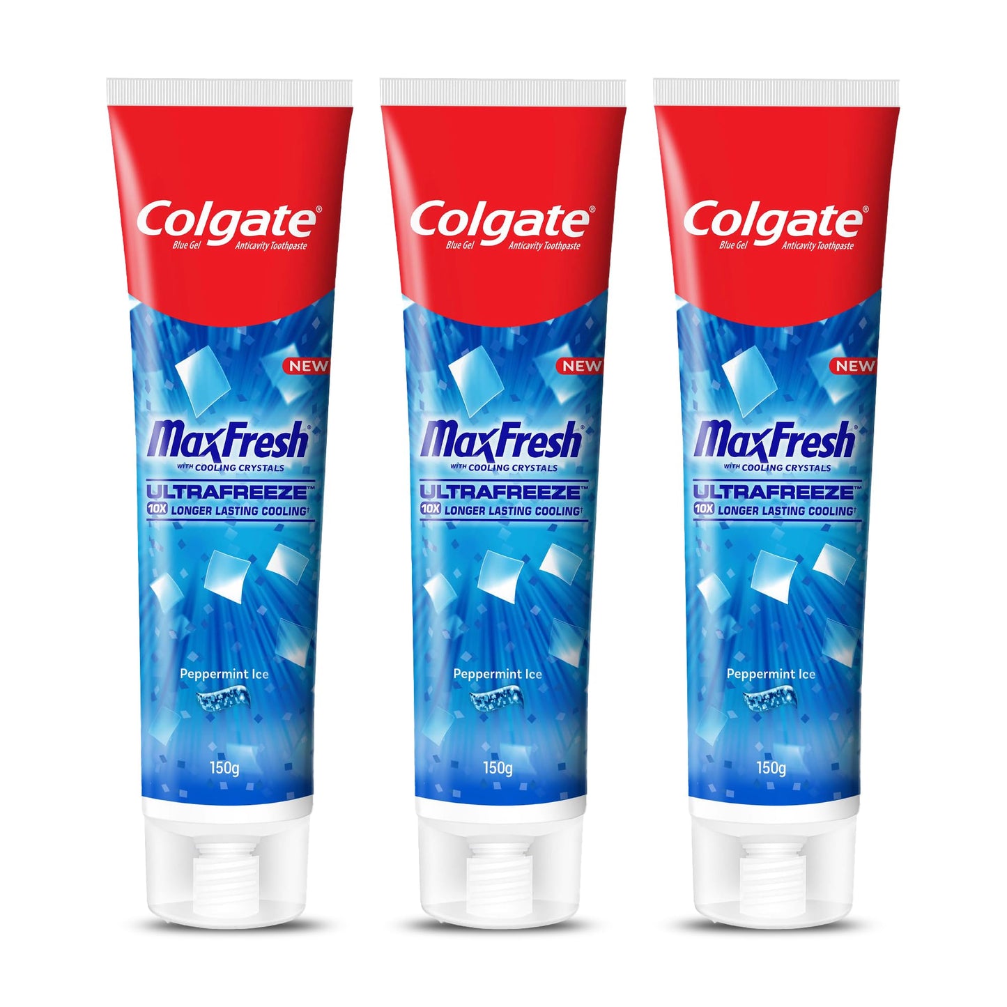 Colgate MaxFresh Breath Freshner Oral Care Toothpaste, 300g Saver Pack (150g x 2), Peppermint Ice, Blue Gel Paste with Menthol & Cooling crystals for bad breath control