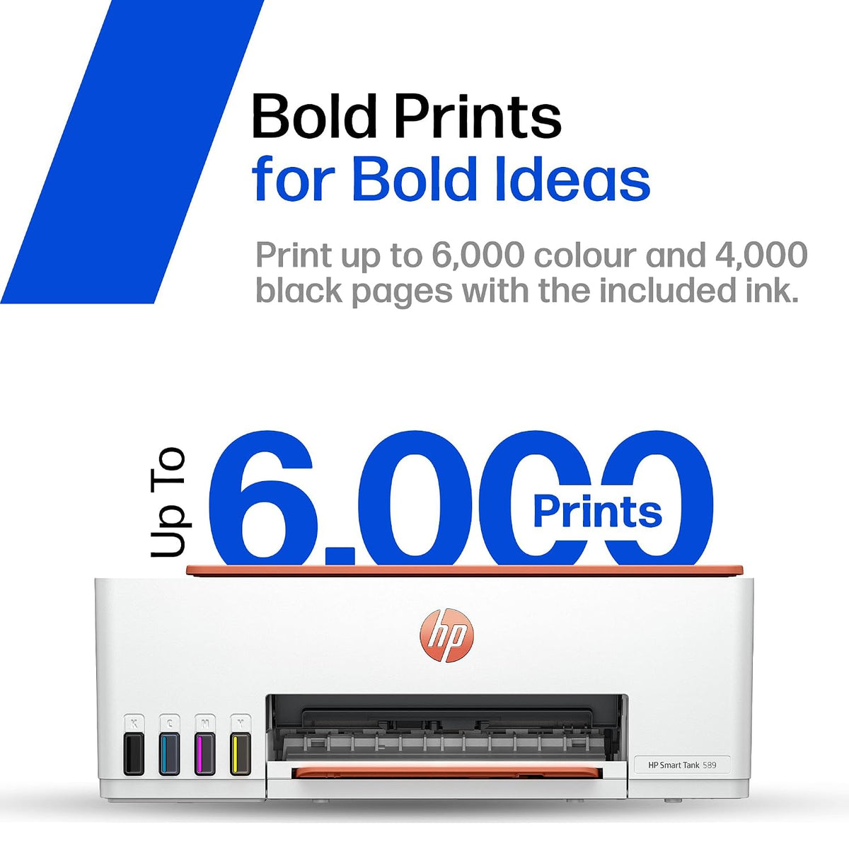 HP Smart Tank 589 All-in-One WiFi Colour Printer |Up to 4000 Black & 6000 Colour Prints I Print,Scan & Copy for Home/Office