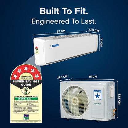 Blue Star 1 Ton 5 Star,New Star rated,Smart Inverter Split AC (Copper, Convertible 5 in 1 Cooling, DigiQ Hepta Sensor, Blue Fins, Self Diagnosis, IA512ZXUS, White)