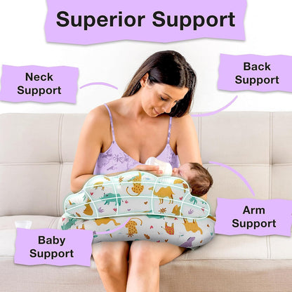 Proliva Feeding Pillow for New Born Baby with Detachable Cover Breast Feeding & Maternity Nursing Pillow for Breastfeeding Support for Baby Feeding Pillow for Mom (Off White-Camel-B2)