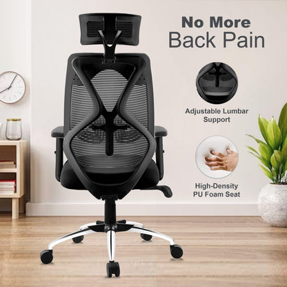ASTRIDE Ergofit Ergonomic Office Chair for Home | 3-Years Warranty | 2D Headrest, Adjustable Arms & Lumbar Support | Tilt Lock Mechanism [Heavy Duty Nylon Base, Red-Black]