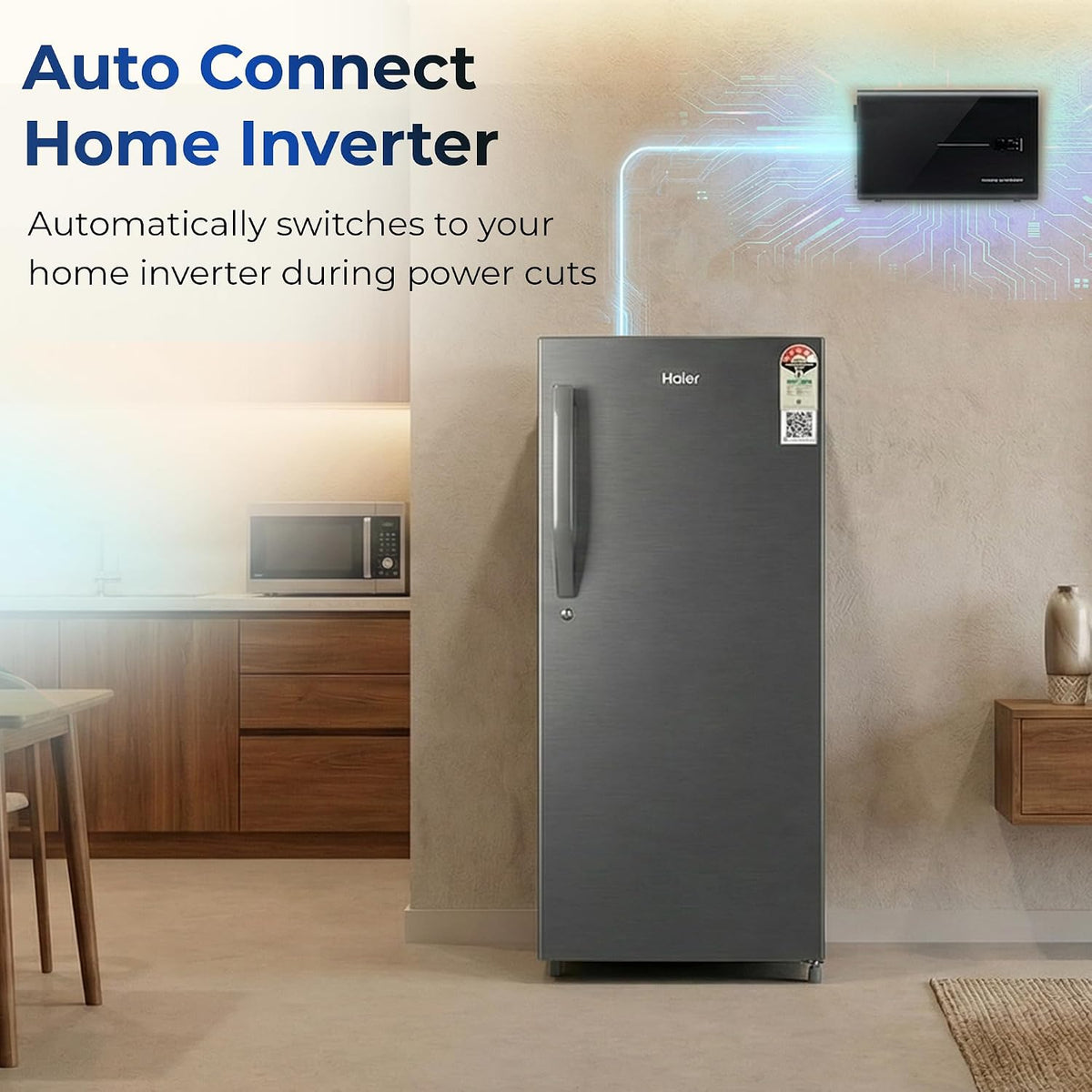 Haier 190 L 5 Star Direct Cool Inverter Single Door Refrigerator with Fast Ice Making, Easy Clean Back, Large Vegetable Box (HED-205DSA-P, Dazzle Steel, 2026 Model)