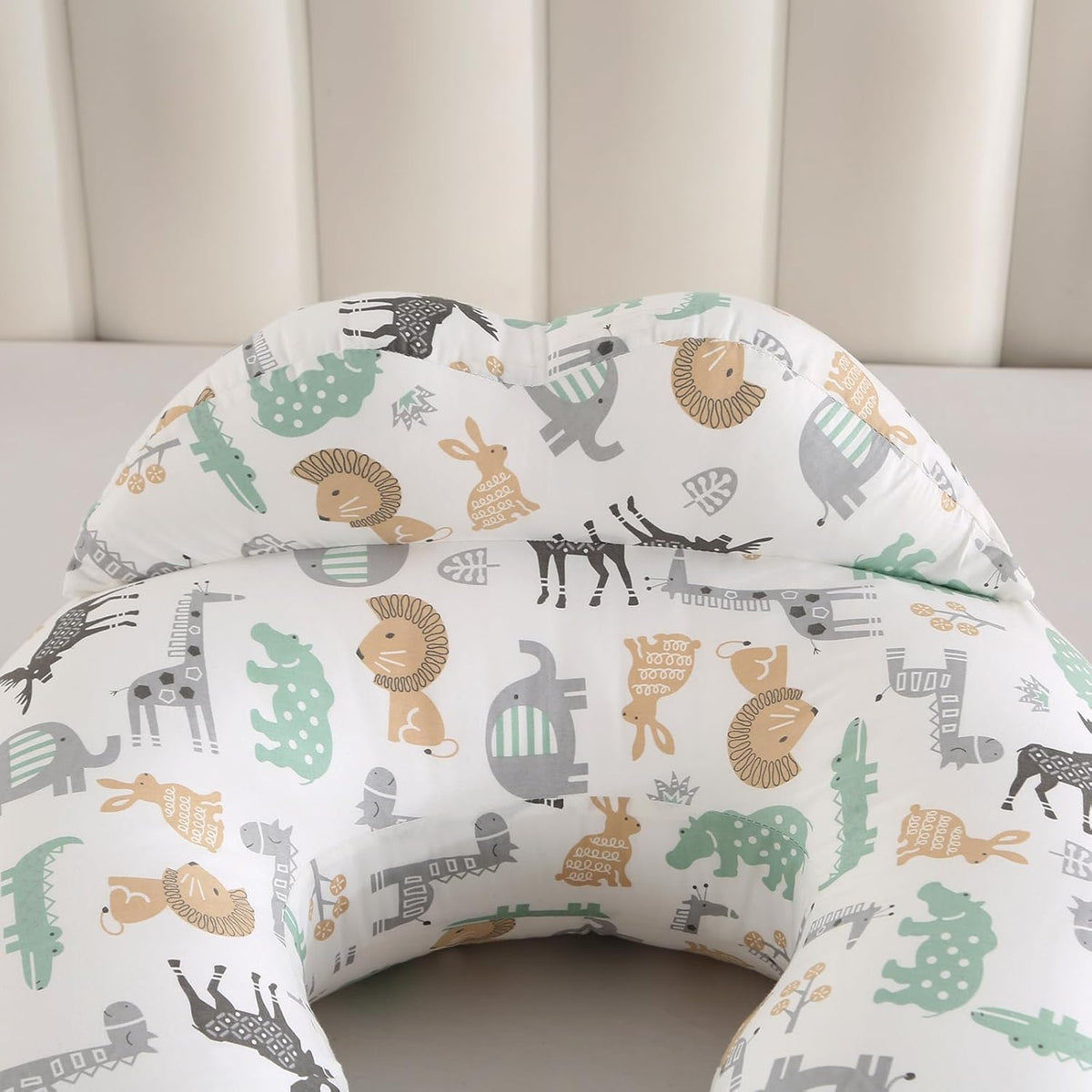 Proliva Feeding Pillow for New Born Baby with Detachable Cover Breast Feeding & Maternity Nursing Pillow for Breastfeeding Support for Baby Feeding Pillow for Mom (Off White-Camel-B2)
