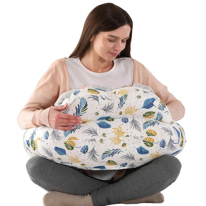 Proliva Feeding Pillow for New Born Baby with Detachable Cover Breast Feeding & Maternity Nursing Pillow for Breastfeeding Support for Baby Feeding Pillow for Mom (Off White-Camel-B2)
