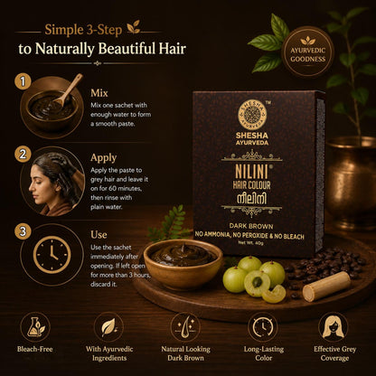 SHESHA AYURVEDA Nilini Hair Colour - Ayurvedic, No Ammonia, No Peroxide, No Perborates, No Bleach,Natural Black Colour (40g)