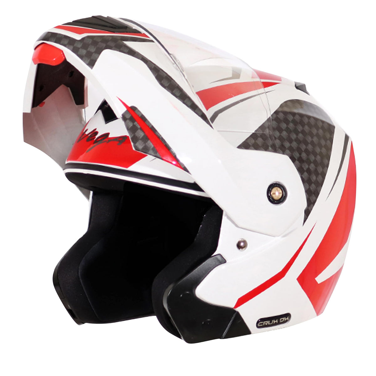 Vega Crux ISI Certified Flip-Up Helmet for Men and Women with Clear Visor(Black, Size:L)