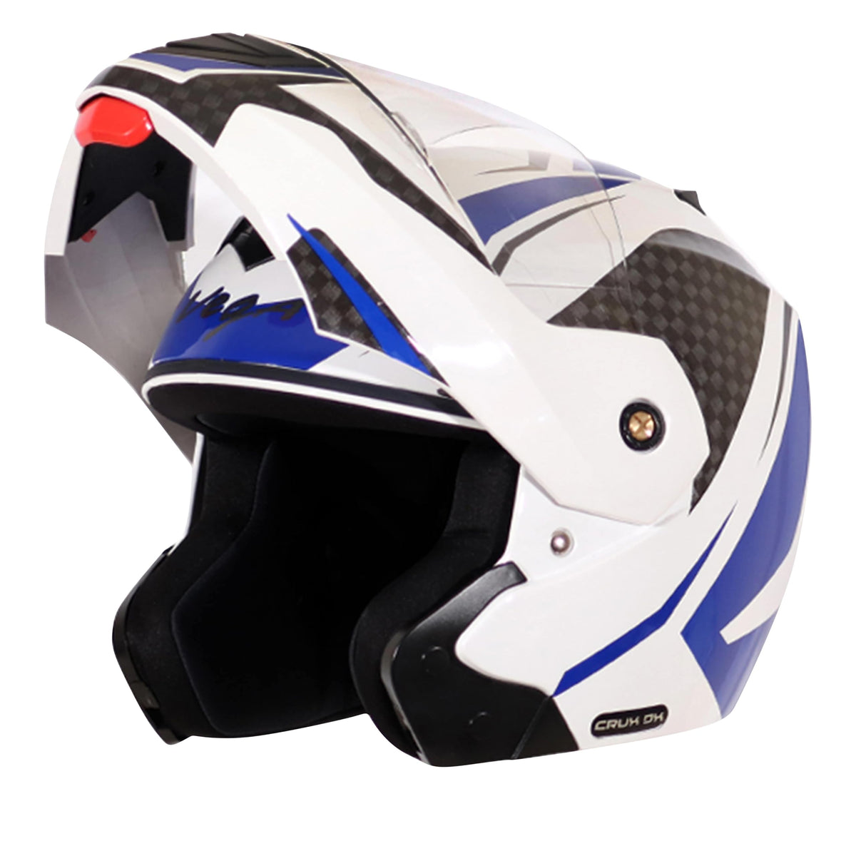 Vega Crux ISI Certified Flip-Up Helmet for Men and Women with Clear Visor(Black, Size:L)