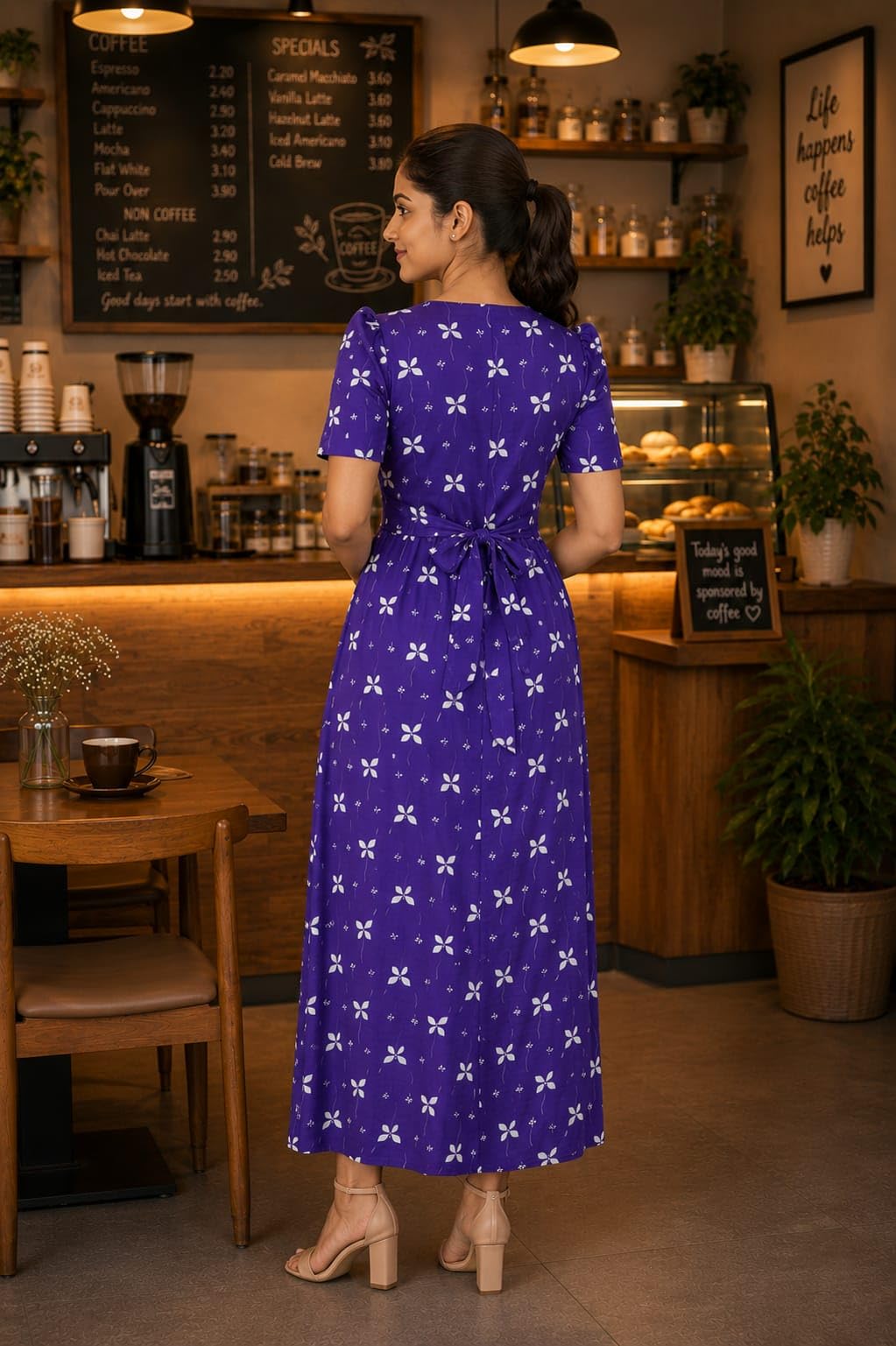 Women's Maternity Feeding Maxi zipless,Lounge wear, zipless Feeding Nightdress,Nursing Maxi Dress,Cotton Kaftan Nighty,Feeding Cotton Nighty
