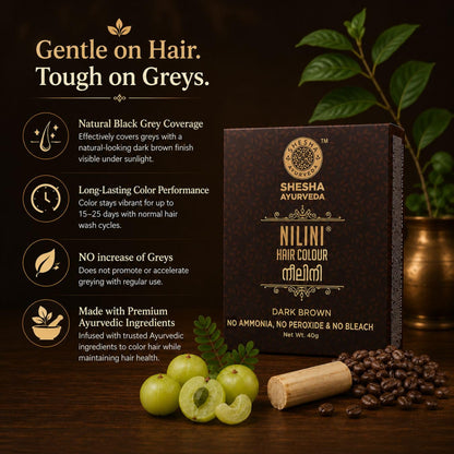 SHESHA AYURVEDA Nilini Hair Colour - Ayurvedic, No Ammonia, No Peroxide, No Perborates, No Bleach,Natural Black Colour (40g)
