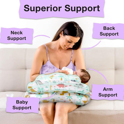 Proliva Feeding Pillow for New Born Baby with Detachable Cover Breast Feeding & Maternity Nursing Pillow for Breastfeeding Support for Baby Feeding Pillow for Mom (Off White-Camel-B2)