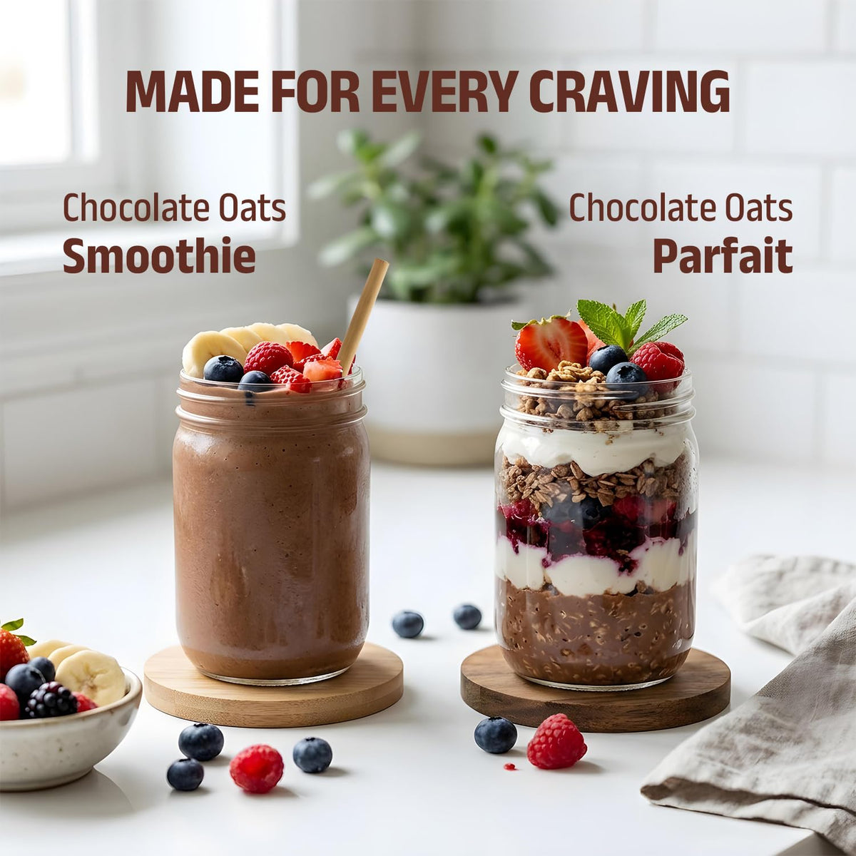 Pintola 26g High Protein Dark Chocolate Oats 1kg, No Refined Sugar, with Almonds, Raisins, Pumpkin & Chia Seeds, 9.6g Fibre, Rolled Oats for Weight management, Breakfast Cereals