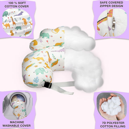 Proliva Feeding Pillow for New Born Baby with Detachable Cover Breast Feeding & Maternity Nursing Pillow for Breastfeeding Support for Baby Feeding Pillow for Mom (Off White-Camel-B2)