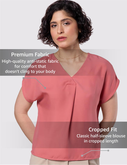 Symbol Premium Women's Relaxed Fit Crop Top | Desk-to-Dinner (Available in Plus Sizes) Polyester